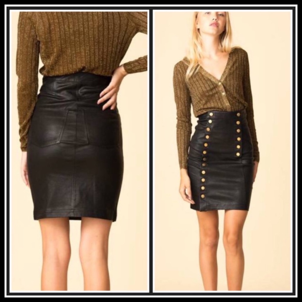 MW Lamb-Leather Ella MIDI Pencil Skirt (0-Xs) RARE - Picture 6 of 10